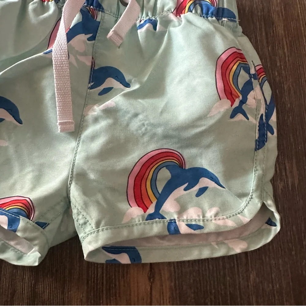 Hanna Andersson rainbow and dolphin swim trunks baby boy 6-12 mo 70 lined shorts